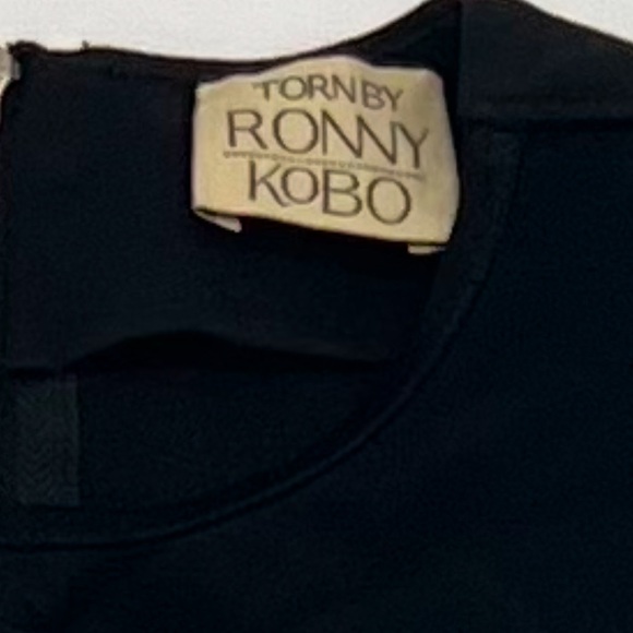 Torn by Ronny Kobo Black Long Mesh Sleeve Peplum Bodycon Dress Size Small - Picture 2 of 11